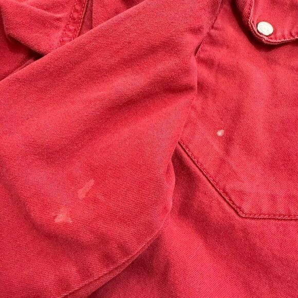 Levi’s Red Jean Denim Shirt Button Down Small Western Snap Button - Picture 4 of 6